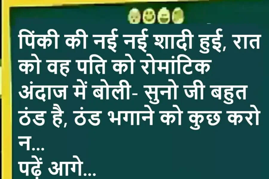 Jokes: पिंकी की नई नई शादी हुई, रात को वह पति को रोमांटिक अंदाज में बोली... सुनो जी बहुत ठंड है, ठंड भगाने को कुछ करो न... पढ़ें आगे